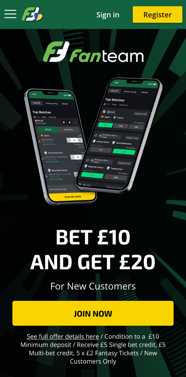 Sportsbook offer landing, mobile