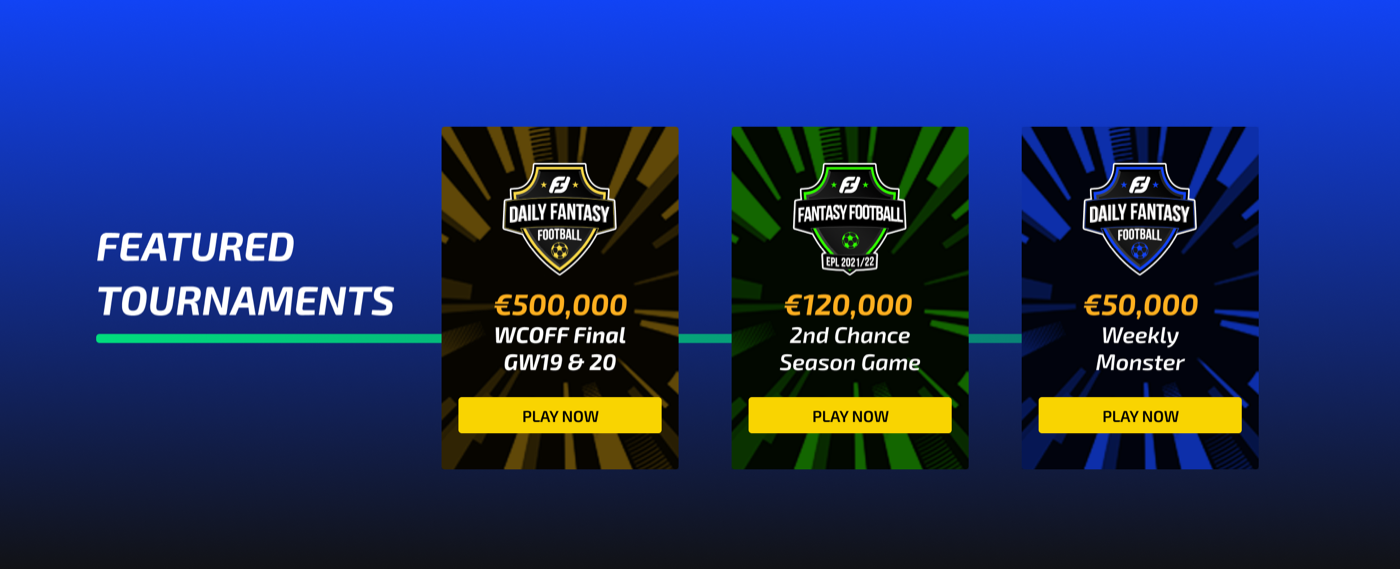 Featured tournaments section