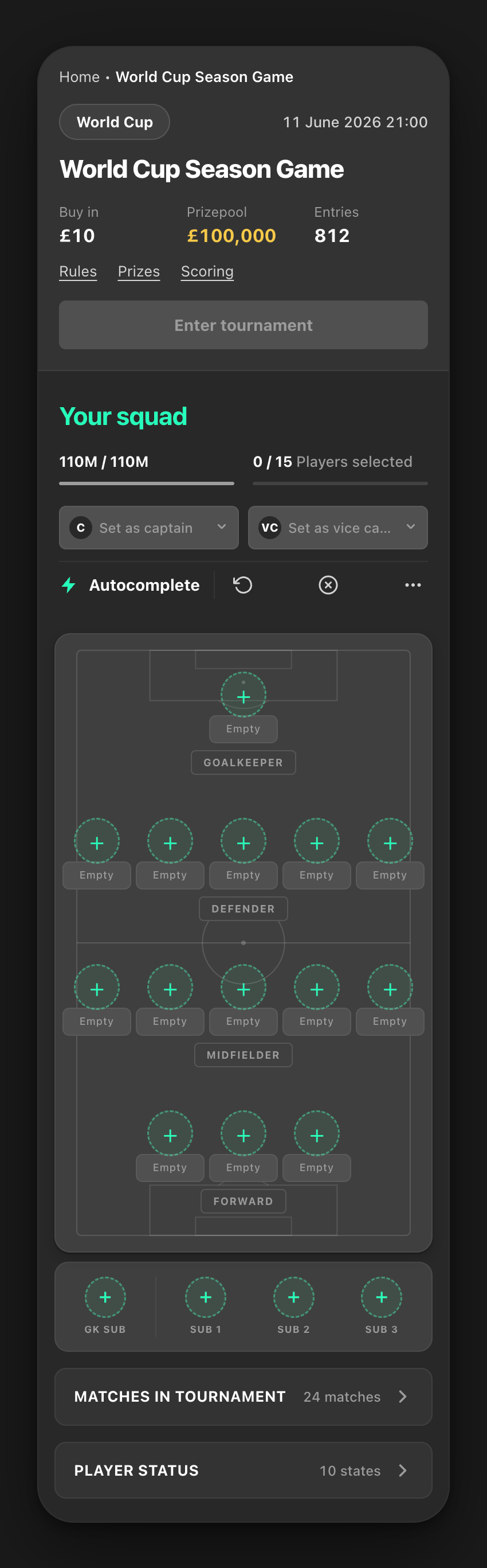 Redesigned create team, empty