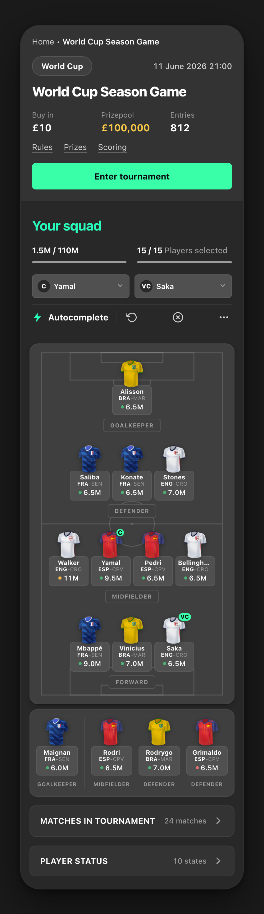 Redesigned create team, filled