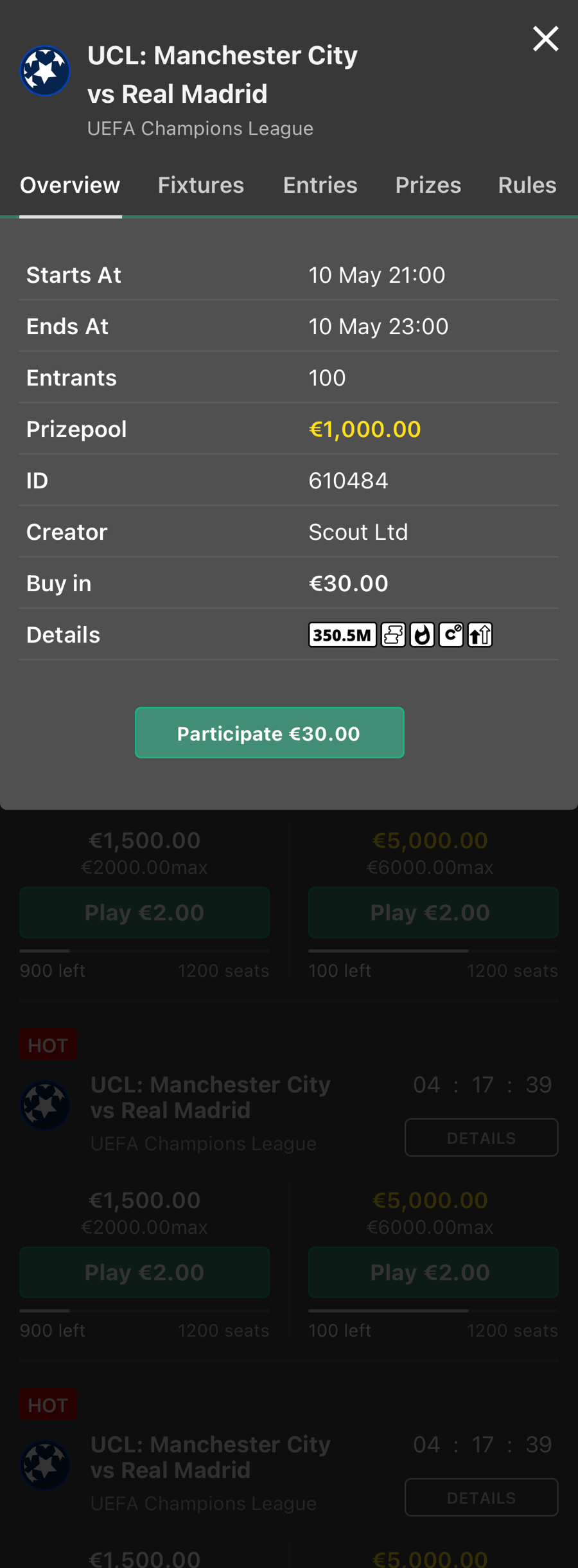 Modal, Bet365 build, mobile