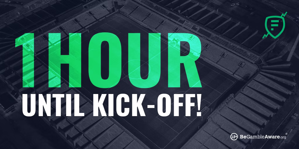 One hour until kick-off matchday reminder