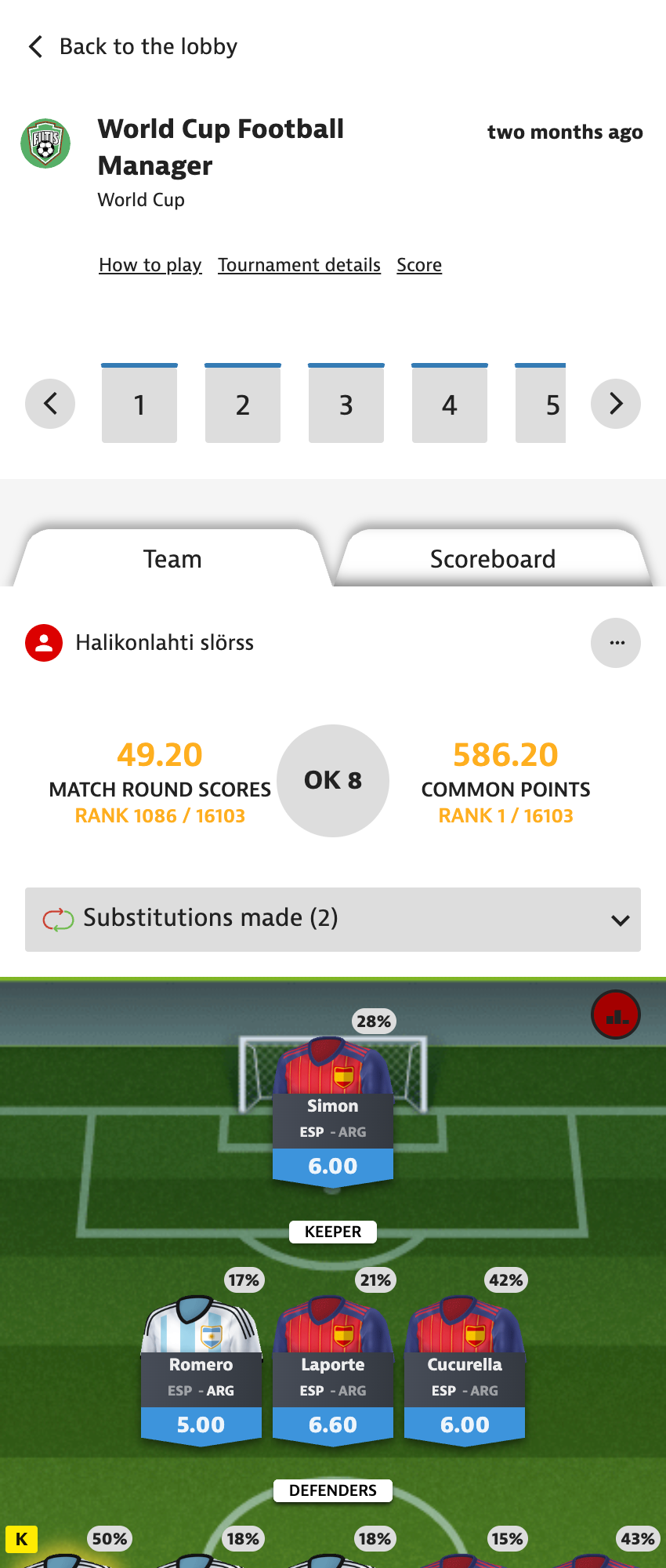 My team dashboard, live product